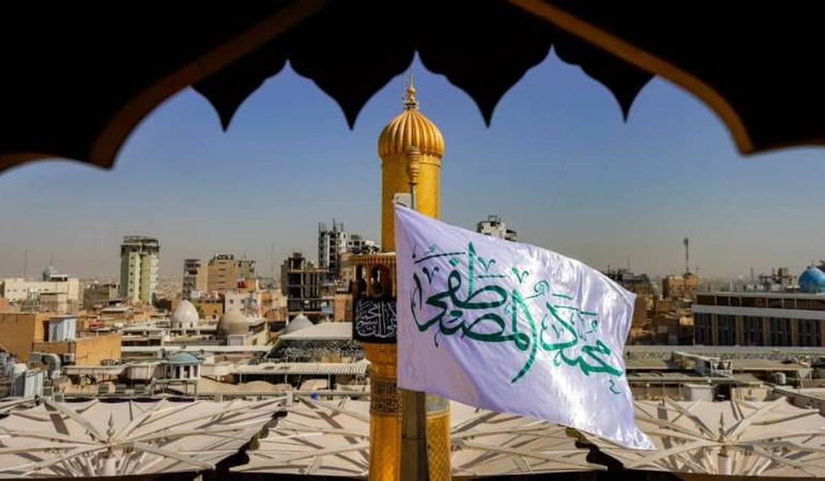 ببینید| کتیبه میلاد حضرت رسول (ص) در حرم امیرالمومنین نصب شد