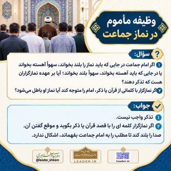 فتوای آیت‌الله خامنه‌ای درباره تذکر به امام جماعت هنگام اشتباه در قرائت نماز